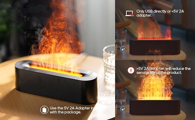 Essential Oil Diffusers,Flame Colorful Water Vapor Fire Fireplace Humidifier for Aromatherapy Aroma Therapy Machine Room Bedroom,Black Flame Diffuser for Essential Oils - Bloomnest