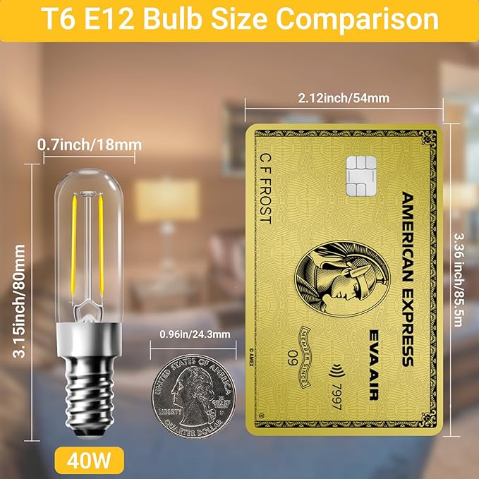 dalattin T6 LED Light Bulbs, 40W Equivalent Dimmable 2700K Soft Warm White Small Lightbulbs, Efficient 4.5W T25 Decorative Bulbs, E12 Base, 120V, for Chandelier Ceiling Fan Wall Sconce, 24Pack - Bloomnest