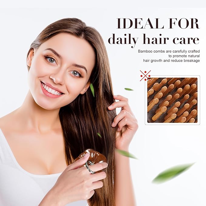 Wooden Scalp Massager for Hair Growth Support, Bamboo Scalp Massager Brush for Head Relaxation, Scalp Stimulation & Hair Oil Distribution, Natural Wooden Massager for Face and Body Care Bloomnest