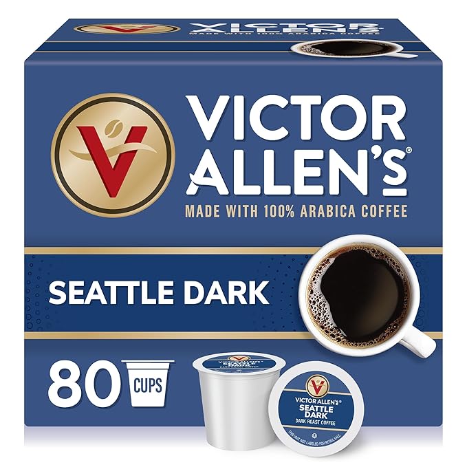 Victor Allen's Coffee Seattle Dark, Dark Roast, 80 Count, Single Serve Coffee Pods for Keurig K-Cup Brewers - Bloomnest