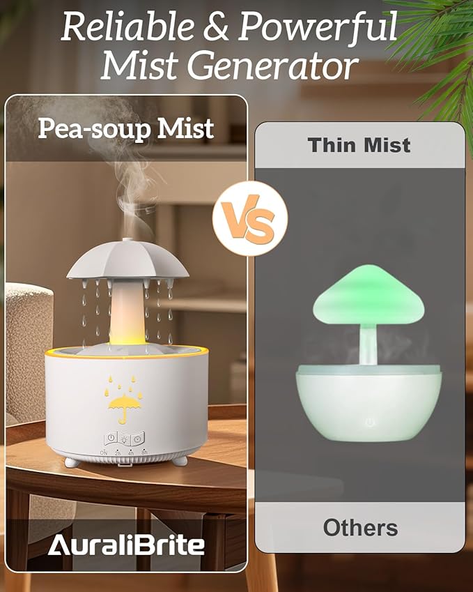 Aesthetic 2-in-1 Humidifier Oil Diffuser with 360° Rotating Raindrop & 7 LED Mood Lights,Ultrasonic Quiet Cool Mist Humidifier for up to 24 Hrs,Ideal Holiday Gifts for Home - Bloomnest