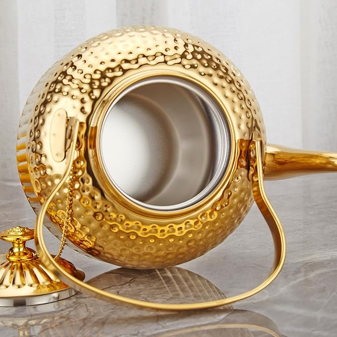 SANQIAHOME Antique 1.5L (50Oz) Stainless Steel Teapot with Infuser Gold - Bloomnest