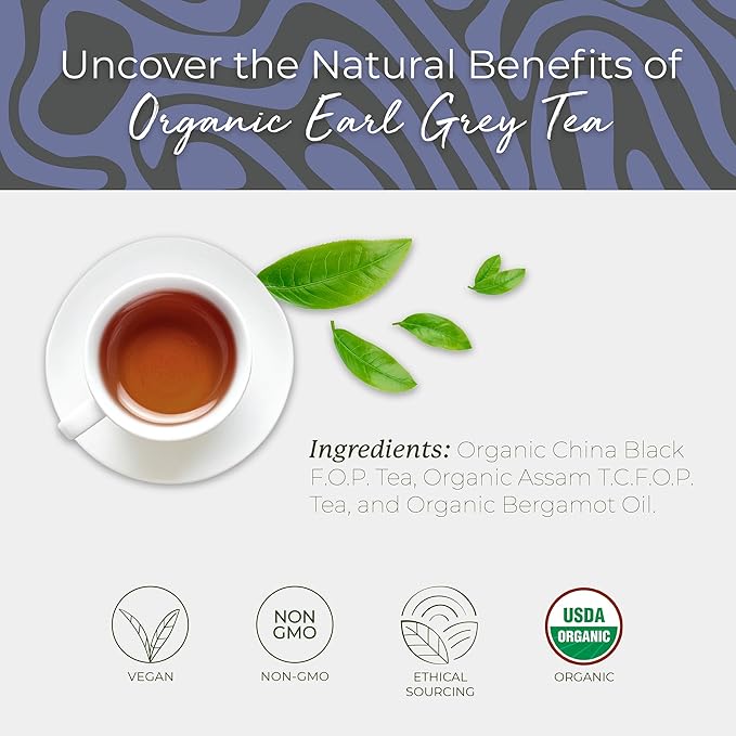 Starwest Botanicals Organic Earl Grey Tea - Caffeinated Herbal Blend with Black Tea & Bergamot, Enjoy Hot or Cold, String Free Sachets, USDA Organic, Non GMO - 20 Tea Bags - Bloomnest