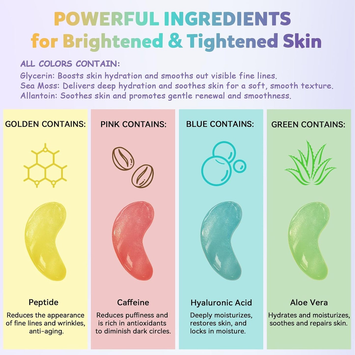 Under Eye Patches Variety Pack (8 Pairs), Eye Masks for Dark Circles Puffy Eyes Undereye Bags With 8 Colors (1 Pairs/Color), Vegan Eye Skin Care Set for Bachelorette Party Favors