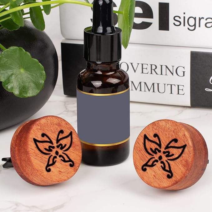 Essential Oil Car Diffuser, 2 PCS Butterfly Car Aromatherapy Wood Diffuser with Vent Clip - Bloomnest