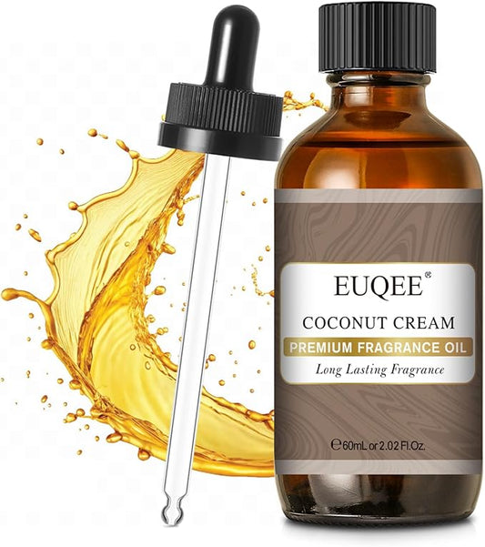 EUQEE 2.02 Fl OZ Coconut Cream Fragrance Oils, Premium Fragrance Essential Oils with Glass Dropper for Diffusers, Soap Candle Making(60ml) - Bloomnest