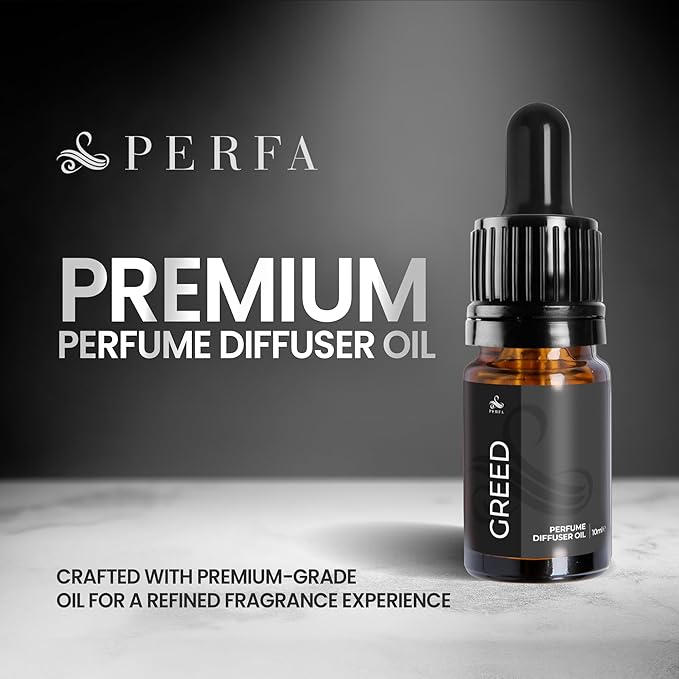 Greed Diffuser Oil | Perfume Diffuser Oil Refill | 10ml Oil Diffuser Essential Oils | Versatile and Mess-Free | Long-Lasting Essential Oils for Humidifiers for Spa, Home, and Office by Perfa - Bloomnest