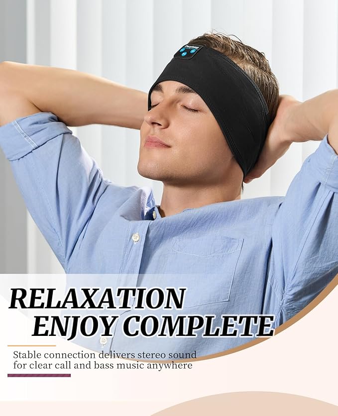 Sleep Headphones for Sleeping, Bluetooth Wireless Sports Headband, Cozy Lightweight Headband Headphones Hi-Fi Stereo Ergonomic ASMR Sleep Headphone Cool Gadget Gift for Women Men - Bloomnest