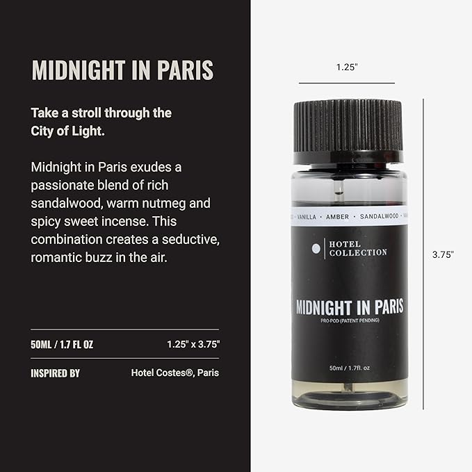 Hotel Collection Diffuser Oil-Midnight in Paris Pro-Pod-Aromatherapy Essential Fragrance Oil-Hints of Lemon, Bergamot, Jasmine& Amber-50ML 1.7 Fl oz - Bloomnest