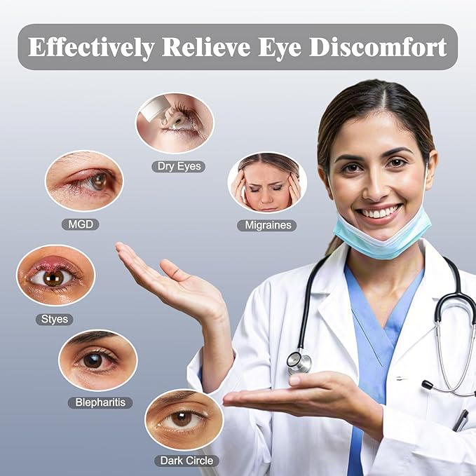 Rechargeable Cordless Heated Eye Mask for Dry Eyes - Adjustable Temperature Portable Eye Warm Compress for Migraines Styes Sinus & Sleep Ideal Gift for Men Women