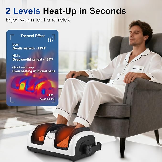 Shiatsu Foot Massager with Heat, Foot and Calf Massager Machine with Kneading Roller Tissue for Relaxation, Plantar Fasciitis, Pain Relief, Gifts for Women & Men - Bloomnest