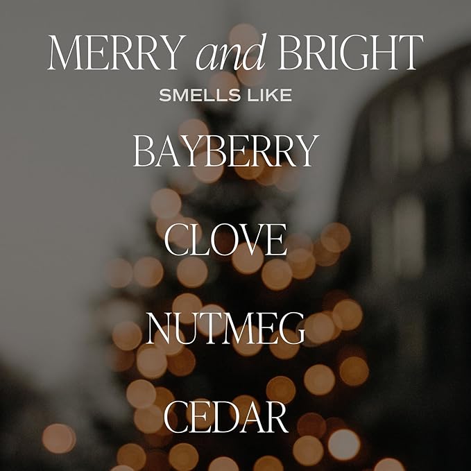 Sweet Water Decor Merry and Bright Candle - Bayberry, Fir, Nutmeg, and Clove Winter Non Toxic Christmas Scented Soy Candles for Home - 9oz Amber Jar, 40 Hour Burn Time, Made in The USA - Bloomnest