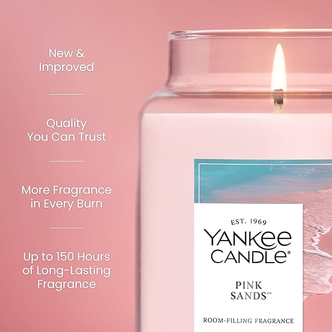 Yankee Candle Pink Sands Scented Candle, 22oz Large Jar with up to 150 Hour Burn Time, Giftable, Birthdays - Bloomnest