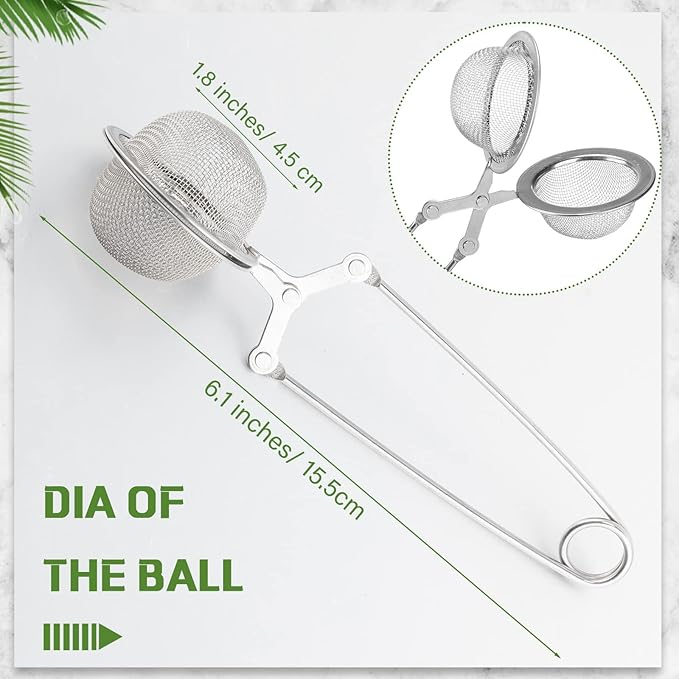 Yinder 36 Pcs Snap Tea Infuser Steeper Strainers for Loose Tea Filter Holder Tong Pincer Steeper Metal Stainless Steel Mesh Ball with Handle Reusable - Bloomnest