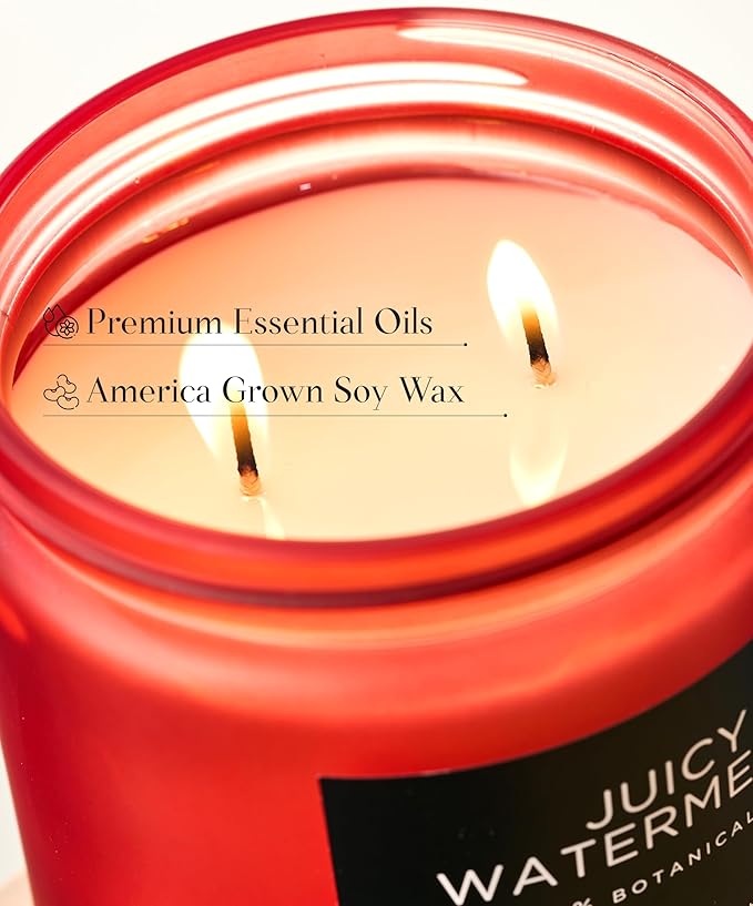 M&SENSE Juicy Watermelon Scented Candle - 11.6oz Clean Non Toxic Natural Soy Wax 70-Hour Burn Long Lasting Candle, 2-Wick Fruit Scent for Home Decor & Housewarming Gifts - Fragrance for Women & Men - Bloomnest