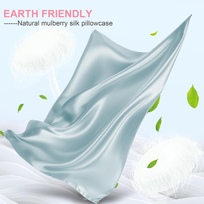 Mulberry Silk Pillow Cases 2 Pack Queen Size 20x30 Inches with Hidden Zipper, Ultra Smooth and Soft Breathable Cooling Silk Satin Pillowcase Set of 2, Better for Hair and Skin, Gifts for Women Men - Bloomnest