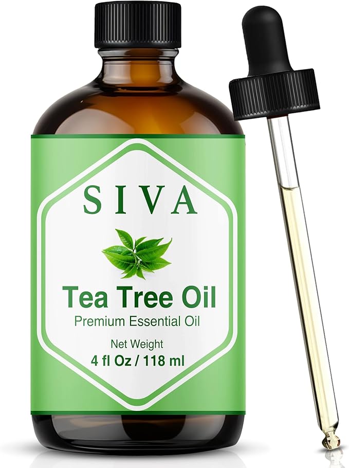 Siva Tea Tree Essential Oil - 4 Fl Oz – 100% Natural Tea Tree Oil - for Diffuser, Face, Skin Care, Aromatherapy, Hair Care, Scalp and Body Massage - with Dropper - Bloomnest