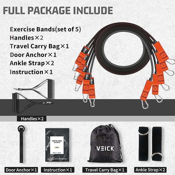 VEICK Resistance Bands, Exercise Bands, Workout Bands, Resistance Bands for Working Out with Handles for Men and Women, Exercising Bands for Fitness Weights Work Out at Home - Bloomnest