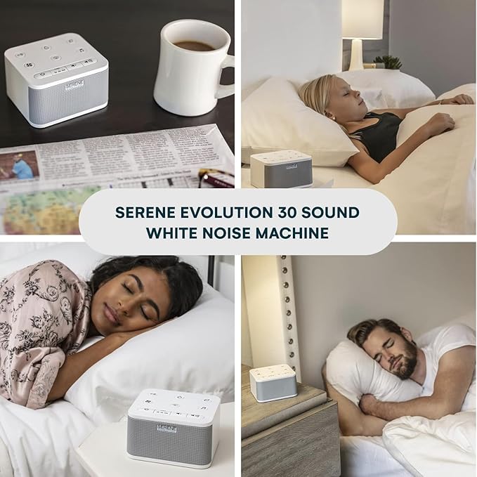 Serene Evolution 30 Sound White Noise Machine - Sleep Machine for Adults, Baby With Rain, Ocean, Pink Noise - Brown - Bloomnest
