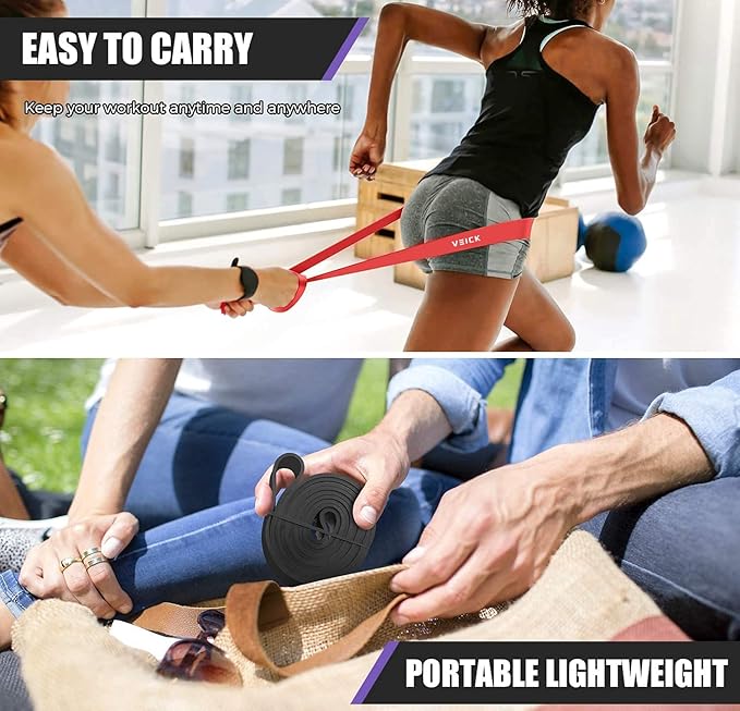 VEICK Resistance Bands for Working Out, Exercise Bands, Workout Bands, Pull Up Assistance Bands, Long Heavy Stretch Bands Set for Men and Women, Power Weight Gym at Home Fitness Equipment - Bloomnest