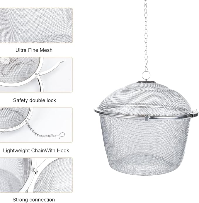 Extra Large Stainless Steel Twist Lock Mesh Tea Ball Tea Strainer Filter Spice Infuser 11cm/4.3 inch