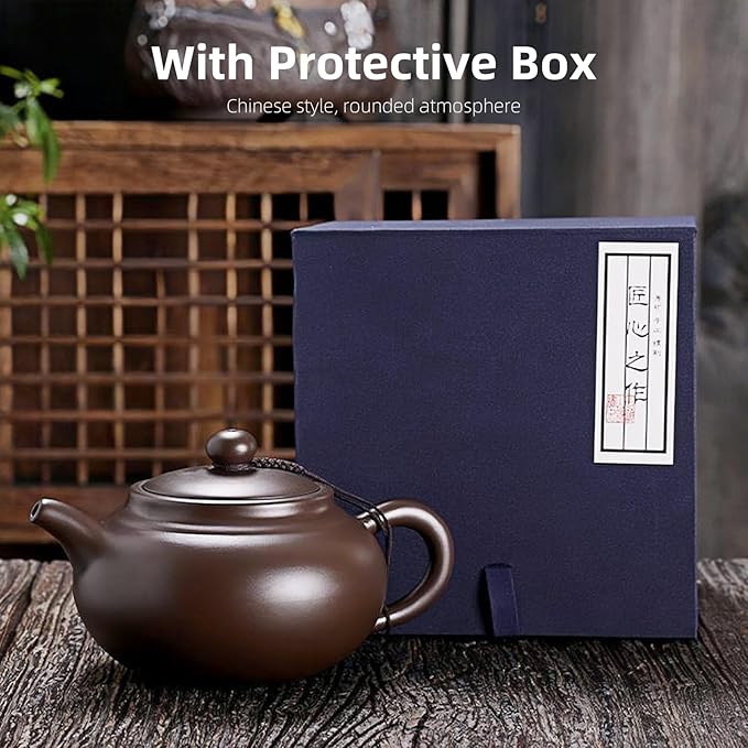 Yixing Purple Clay Tea Pot, Chinese Handmade Xishi Teapot, Pottery Zisha Sand Mud Kungfu Tea Set Kettle 14oz Zini - Bloomnest