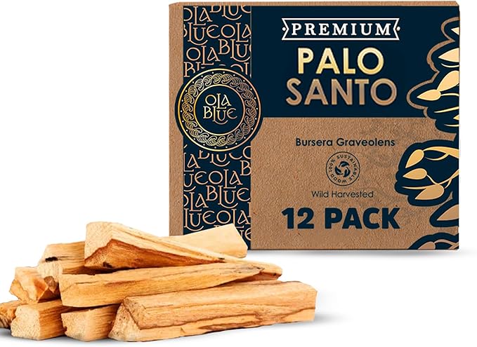 Palo Santo Smudging Sticks – 12 Pack (4 oz / 110 g) | Natural Palo Santo Incense Sticks from Peru | Resin-Rich Aromatic Sticks for Smudging & Meditation OLABLUE