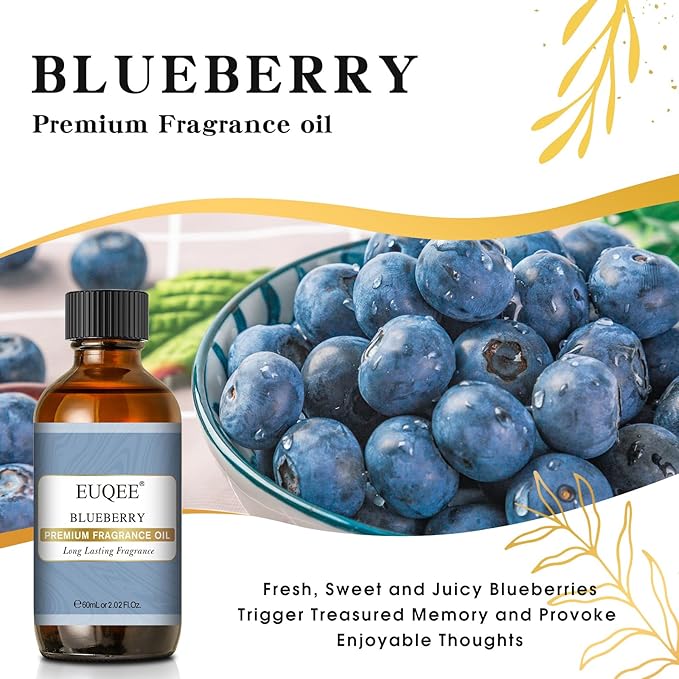 EUQEE Blueberry Fragrance Oil, Premium Fragrance Essential Oil with Glass Dropper for Diffusers, Candle & Soap Making (2.02 Fl oz/60 ml) - Bloomnest