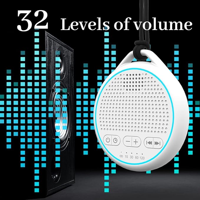 White Noise Sound Machine with 25 Soothing Natural Sounds Rechargeable Battery Portable for Travel 32 Volume Levels 5 Timers Compact Size for Baby Kids Adults Sleeping (White-Upgrade) - Bloomnest