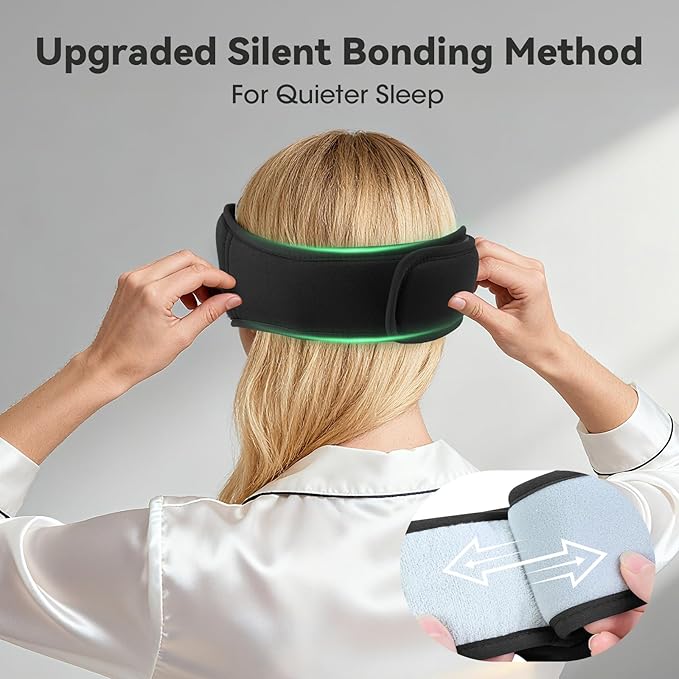 3D Bamboo Cotton Sleep Mask with Bluetooth 5.4 Headphone, Music Wireless Bluetooth Blackout Eye Mask for Side Sleepers, Earphones HD Speaker Microphone for Travel, Gifts for Women Men, Black - Bloomnest