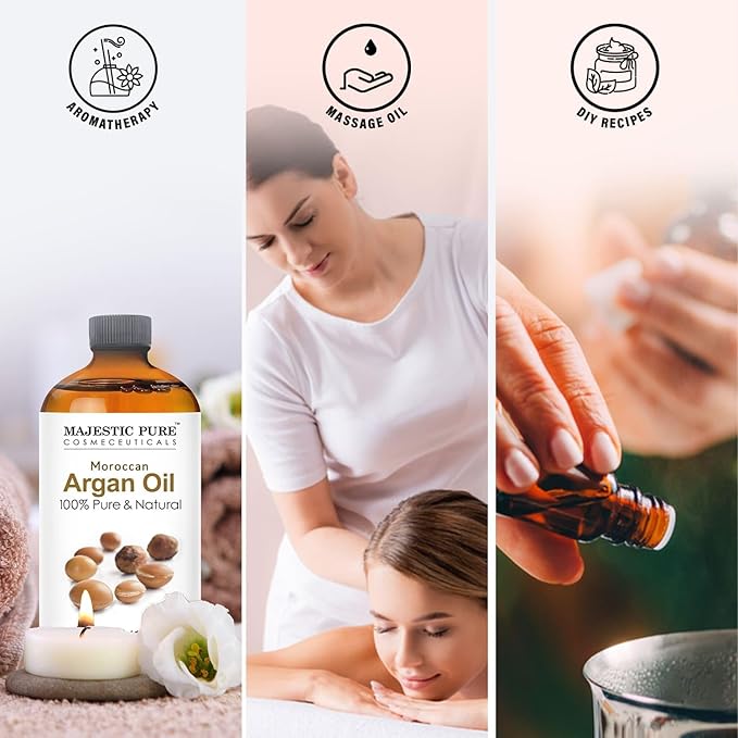 Majestic Pure Essential Oil with Glass Dropper - 100% Pure and Natural - Essential Oils for Diffuser, Aromatherapy, Soap and Candle Making, Moroccan Argan Essential Oil, Moroccan Argan Oil, 4 Fl Oz - Bloomnest