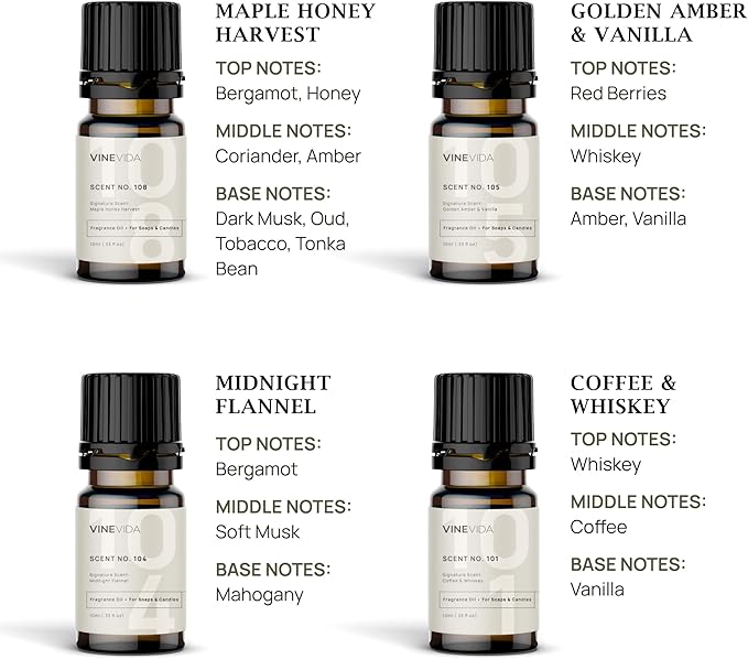VINEVIDA [Set of 8] Autumn Scents for Candle Making, Made in USA Candle Fragrance Oil, Soap Making Essential Oils, Diffuser Oil Scents - Bloomnest
