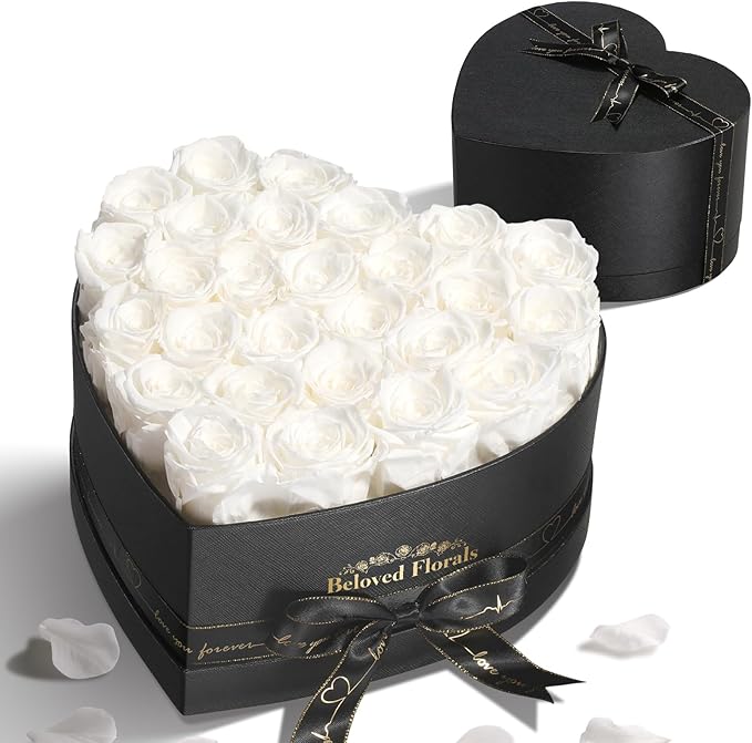 27 Preserved Flowers Rose Birthday Gifts for Women Her Mom Wife Girlfriend Grandma on Valentines Mothers Day Christmas Anniversary Romantic(White) - Bloomnest