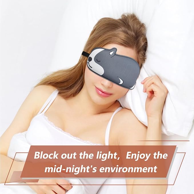 Cute Puppy Sleeping Mask Eye Mask Funny Animal 3D Contoured Sleep Mask Soft Breathable Blindfold Travel Eye Cover Eyeshade for Kids Adults Girls Boys Women Men (Dog, Grey) - Bloomnest