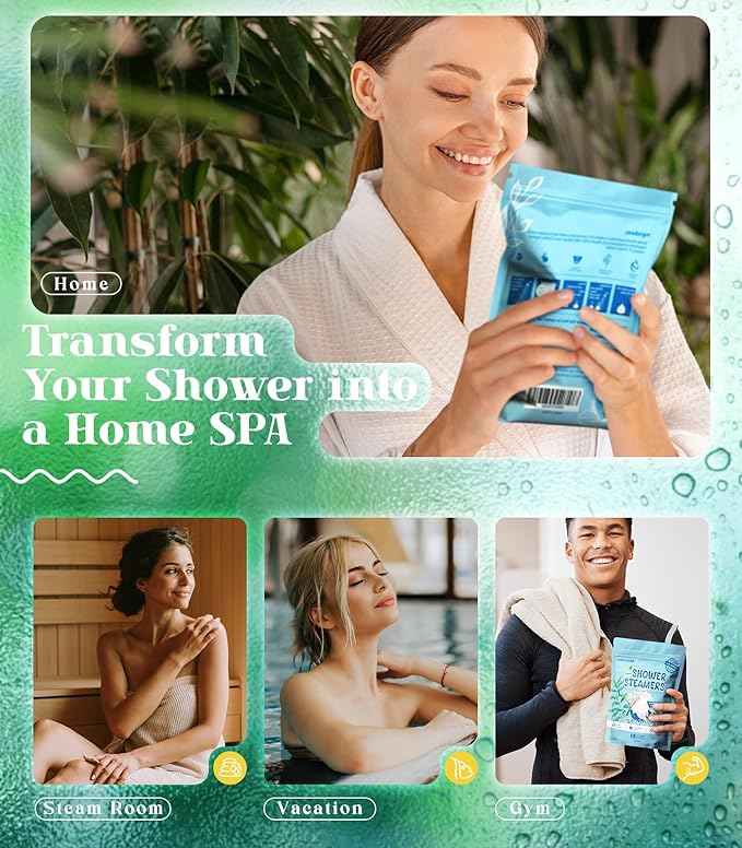 POPCHOSE Shower Steamers Aromatherapy - Eucalyptus for Shower, Stress Relief & Self Care- Home SPA Gifts, Birthday Gift for Women & Men, Shower Steamers for Sinus Relief, Quick Relief Nasal Congestion - Bloomnest