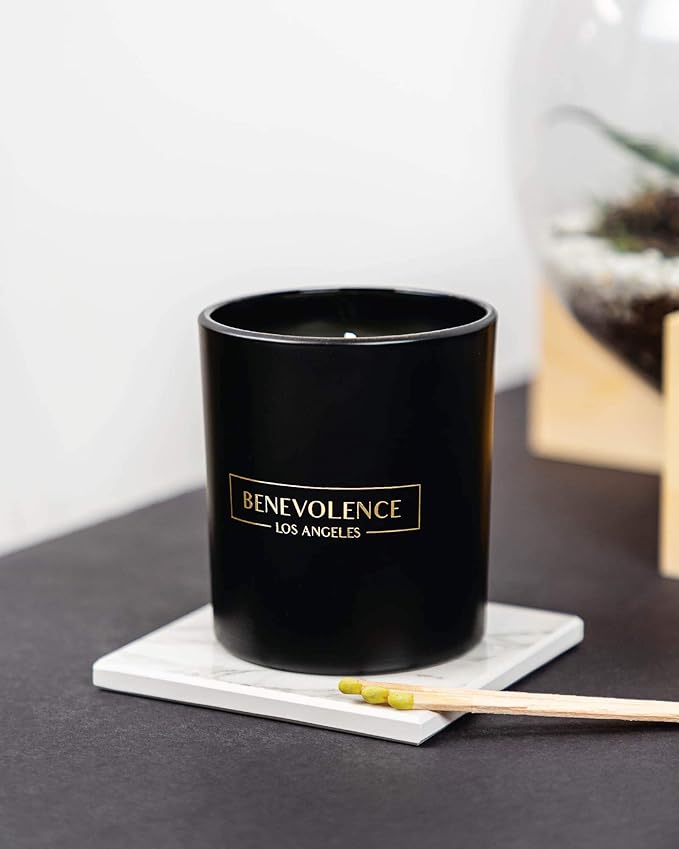 Benevolence LA Lavender & Lilac Scented Candle | Soy Christmas Candles, Black Holiday Candle for Home | Gifts for Women and Men | Home Fragrance | Aromatherapy | Bathroom Freshener | 8oz, 45 Hour Burn - Bloomnest