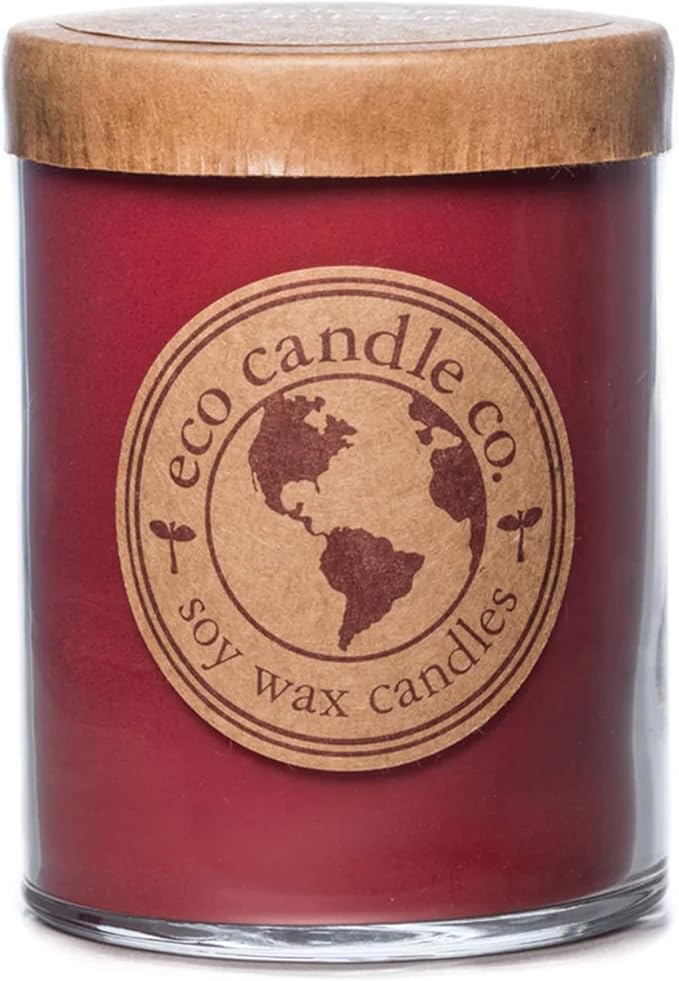 ECO CANDLE CO. Recycled Candle, Crushed Cranberry, 18 oz. Double Wick - Scents of Fresh Cranberries, Apples, Citrus, Clove & Cinnamon - 100% Soy Wax, No Lead, Kraft Paper Label & Lid, Hand Poured - Bloomnest