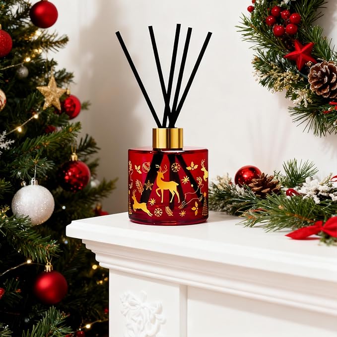 Reed Diffuser Set, Gingerbread Joy Christmas Oil Diffuser with Sticks, Home Fragrance Reed Diffuser for Bathroom Office Shelf Decor, Scented Room Fresheners, Holiday Ideal Gift 6.7 Fl.Oz - Bloomnest
