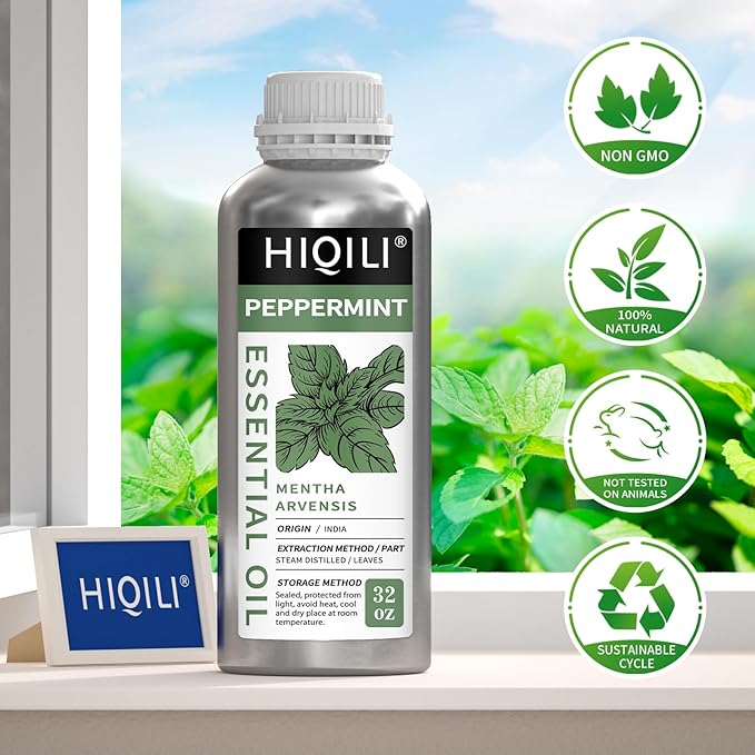 HIQILI Peppermint Essential Oil 32oz 100% Pure Natural Aromatic Oil for Freshening Air, Hair Care, DIY Soap, SPA & Home Use - Bloomnest
