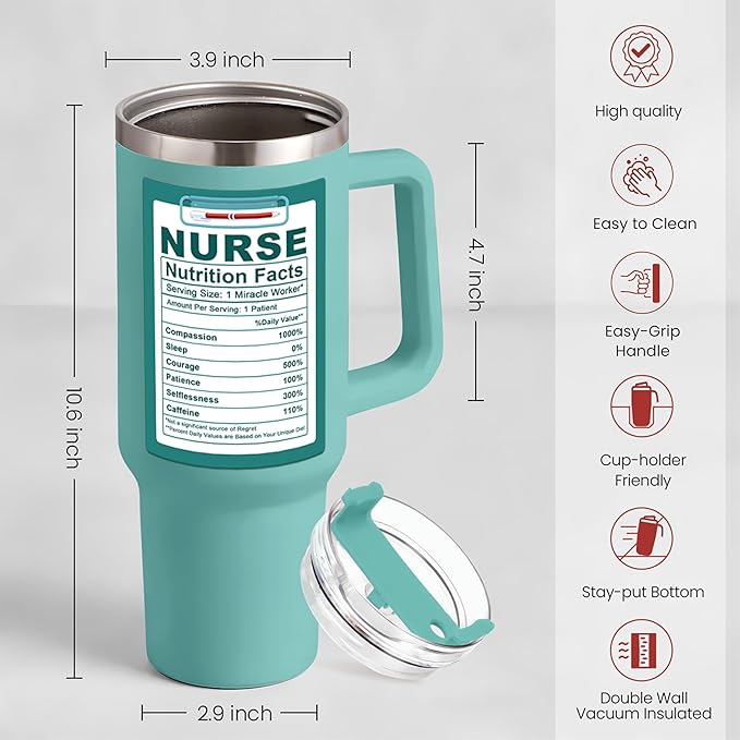 Nurse Gifts 40oz Stainless Steel Insulated Tumbler - Coffee Cup for Nurses Week, Appreciation Gifts - Bloomnest