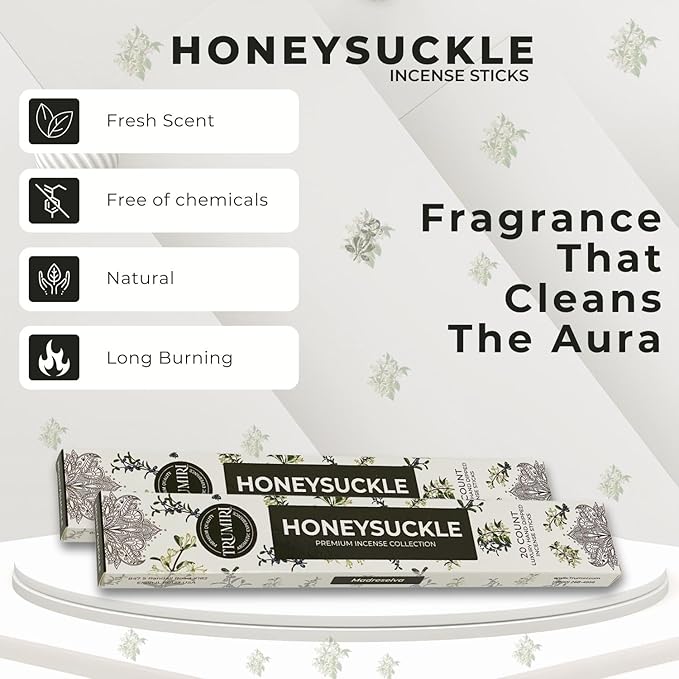 Honeysuckle Incense Sticks - Total 120 Insence-Sticks - 6 Packs of 20 Insense - Inciensos - Inscents - Natural Non Toxic Ingredients - Incents - Incence - Inscense - Insents TRUMIRI