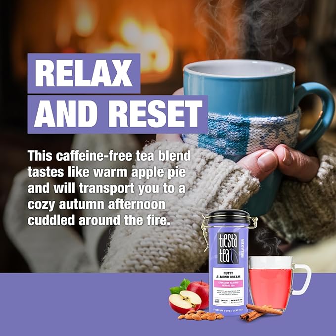Tiesta Tea - Nutty Almond Cream, Premium Loose Leaf, Cinnamon Almond Herbal Tea Blend, Non-Caffeinated, Make Hot or Iced & Brews Up to 50 Cups, 6.2 Ounce Refillable Tin - Bloomnest