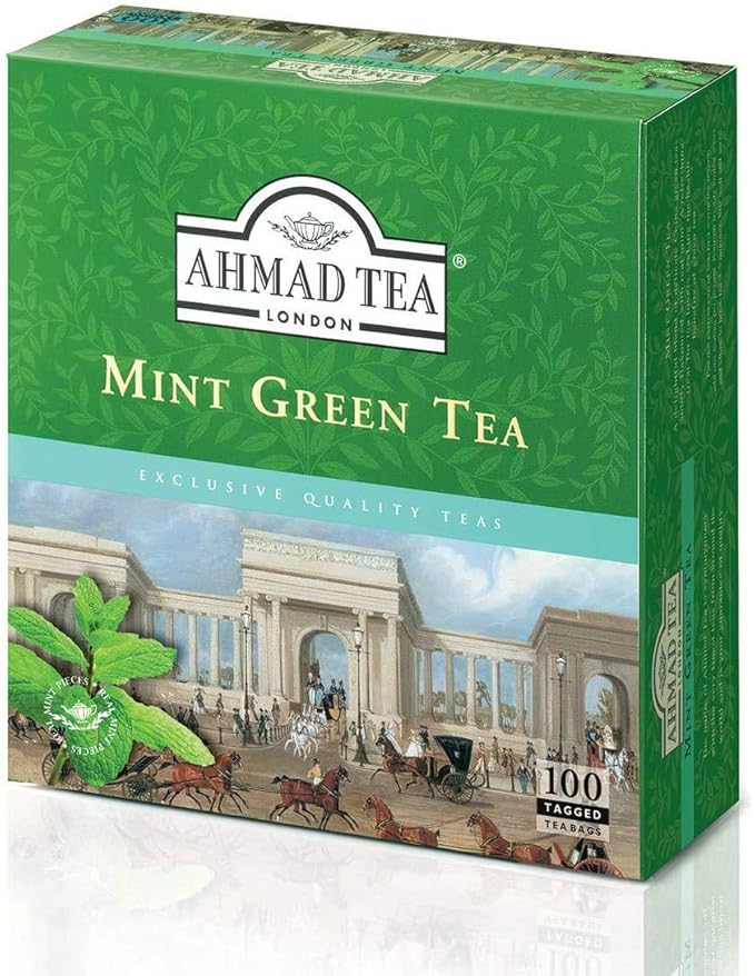 Ahmad Tea Green Tea, Green Tea Mint Teabags, 100 ct - Caffeinated and Sugar-Free (Pack of 3) - Bloomnest