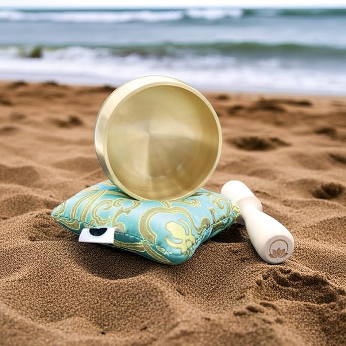 Tibetan Singing Bowl Set – Portable Handcrafted Sound Bowl for Meditation, Chakra Healing, Yoga, Stress Relief -ZenSerenity Bowl – Lotus Edition - by Circle Up - Bloomnest