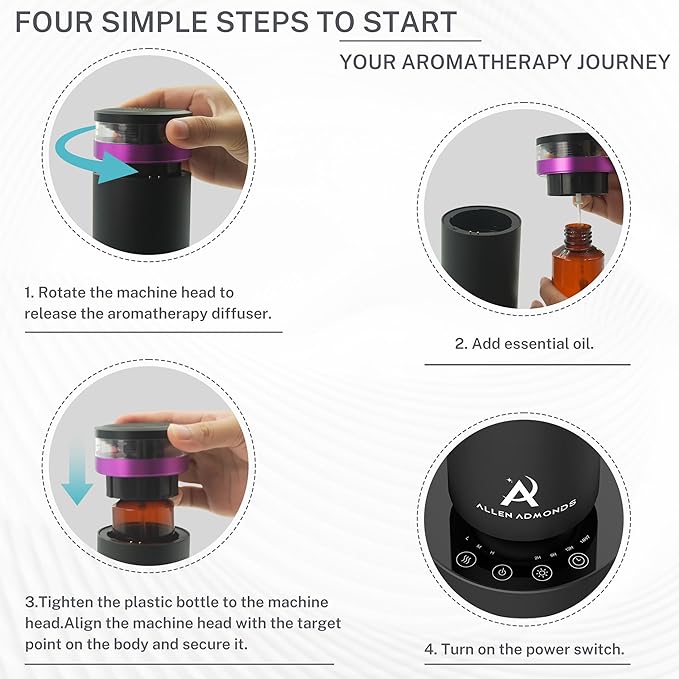 Waterless Scent Diffuser, Essential Oil Diffuser for Large Room up to 1500 Sq Ft with Warm White Breathing Light, Remote and Touch Control, No Oils Included, for Home Office Hotel