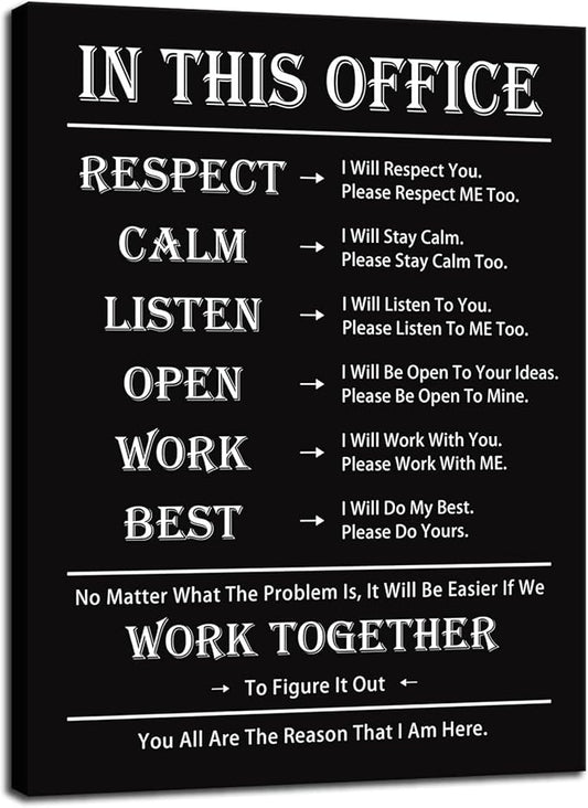 Inspirational Office Decor Wall Art In This Office Quote Canvas Painting Prints for Home Wall Decor Framed Motivational Painting Poster Artwork Living Room Gym Bedroom Framed[18''W x 24''H] - Bloomnest