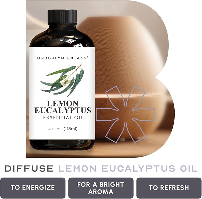 Brooklyn Botany Lemon Eucalyptus Essential Oil - Huge 4 Fl Oz - 100% Pure and Natural - Premium Grade with Dropper - for Aromatherapy and Diffuser - Bloomnest