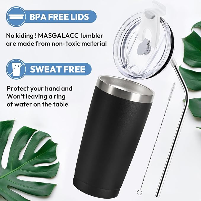 MASGALACC Birthday Gifts For Dad From Daughter, Son, Kids - Husband Present Ideas for Father, Bonus-Dad, Valentines Christmas - 20 Oz Tumbler, Black