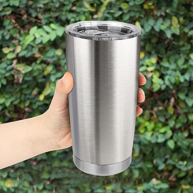 20oz Stainless Steel Tumbler Bulk with Lid, Travel Mug - Double Wall Vacuum Powder Coated Cup - Stainless steel, 12 Pack - Bloomnest