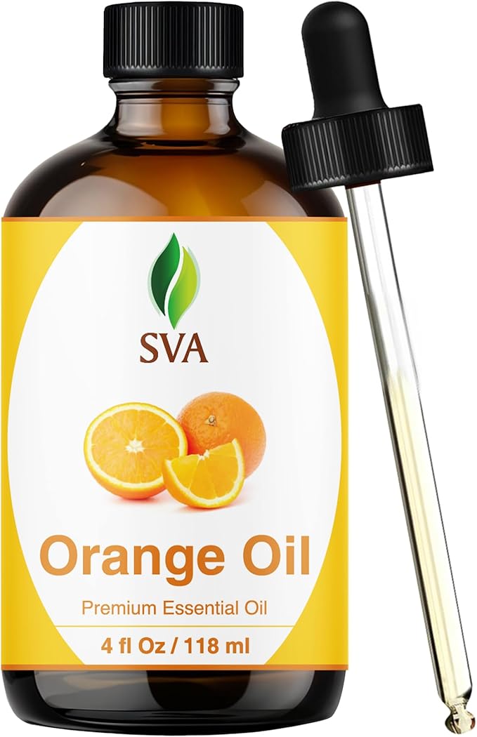 SVA Orange Essential Oil – 4 Fl Oz – 100% Natural Orange Oil - for Diffuser, Hair Care, Face, Skin Care, Aromatherapy, Scalp and Body Massage, Soap and Candle Making - with Dropper - Bloomnest